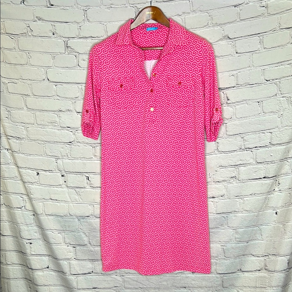 J. McLaughlin Collared Pink Dress Size Medium Excellent Condition